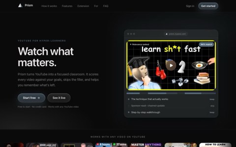 Prism landing page: "Watch what matters."